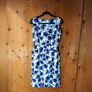 Sara Simon Vintage California 1960's Blue Purple Floral  Sequin Shift Dress